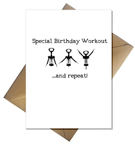 Funny Birthday Card - The Birthday Wine Workout Greetings Card for her