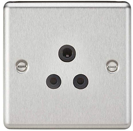 KNIGHTSBRIDGE CL5ABC 5A Unswitched Socket-Rounded Edge Brushed Chrome Finish with Black Insert