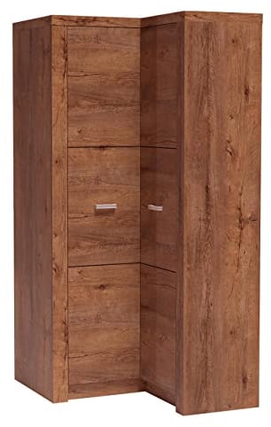 Mirjan24 Eckkleiderschrank Indiano I-14K, Eckschrank mit Kleiderstange und Einlegeböden, Drehtürenschrank, Kleiderschrank (Esche Hell)