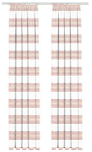 Dekoschal Gardine, mit Kräuselband, Farbe Orange und Rote Querstreifen, Halbtransparent, in verschiedenen Größen HxB 225x130 cm
