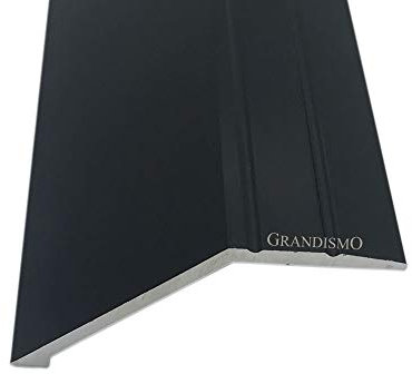 Grandismo® 3ft - Deep Angle Edge Flooring Stick-Down Strip - Supports 15mm Height Difference - Tile/Laminate/Wood Aluminium to Vinyl or Carpet - Threshold Metal Door Trim/Edging - Black Colour