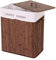 Wäschekorb HWC-C21AM, Laundry Wäschebox Wäschesammler Wäschebehälter, Bambus 2 Fächer 63x55x34cm 100l - braun
