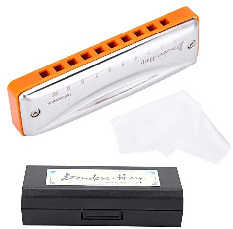 Mundharmonika, KONGSHENG KS-10BH Ting Harp 10 Loch 20 Ton Mundharmonika Blues Deluxe, Tonart C.(Orange)