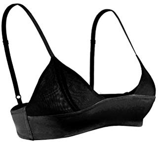 SilRiver Brassière Triangle en Satin de Soie pour Femme en Forme de U Soutien-Gorge délicat (pour Bonnets A-C), Noir, M