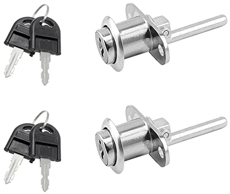 SUNFUA 2 Pcs Serrure Batteuse Cylindre Fabriqué en Alliage de Haute Qualité pour Boite Aux Lettres Tiroir 2 Clés par Serrure