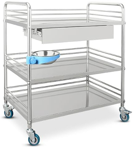 Medizinischer Wagen Böden Servierwagen Edelstahl Labor Wagen Krankenhaus Wagen mit Rollen - 2/3 Schichten