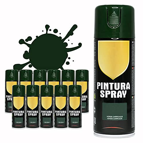 BESCH Pintura Spray 400ml para Metal/Madera/Plástico (Verde Carruajes, 400 ml (Paquete de 12)