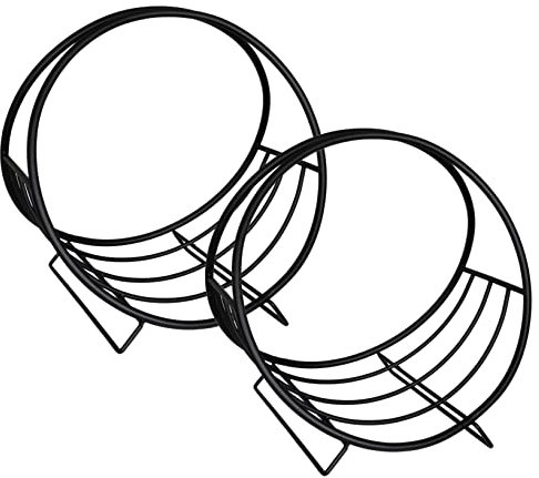 Trendyshop365 Kaminholzkorb Metall 50x50cm Kaminholz-Regal Modern Aufbewahrung Innen Brennholz-Korb Schwarz Rund (2 Stück)