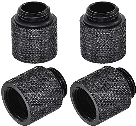 sourcing map 4Stk. Spiele CPU Wasserkühlungssystem Außengewinde bis Innengewinde Erweiterung Zubehör G1/4 x 15mm schwarz
