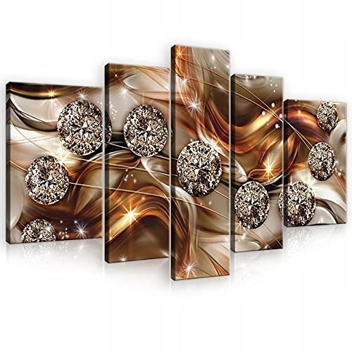 WallArena - Leinwand Bilder - Abstrakt Gold Teling SET Querformat - 170x100 cm Leinwandbilder - Bild auf leinwand - Wandbild XXL groß Wandbilder für Wohnzimmer Schlafzimmer Wohnzimmerbilder Modern