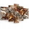 Bilder Abstrakt Gold Modern 5 Teling SET Querformat Canvas Leinwandbilder Wandbild Kunstdruck Wandbilder Wand Bild auf Leinwand UV-Beständig Aufhängefertig (PS10576S4A, S4A (170 x 100 cm))