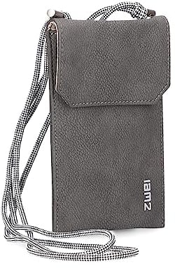 Zwei Handytasche zum Umhängen MP10 Smartphone-Etui für max. 16 x 9 cm große Smartphones, längenverstellbarer Riemen, wasserfestes Kunstleder (Nubuk-Stone)