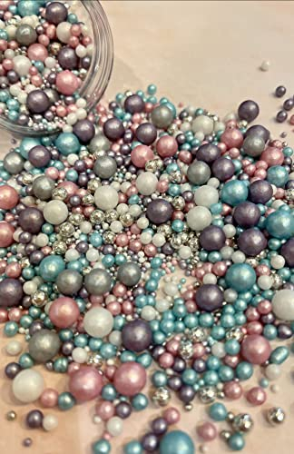 Metallic/Shimmer Balls Edible Cupcake Cake Topper Sprinkles (90G Tub) (Mermaid Shine)