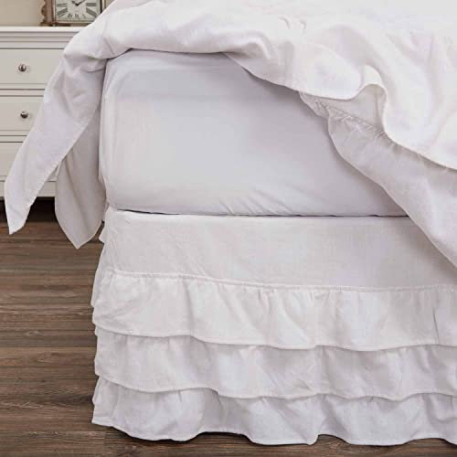 Piper Classic Serenity Standard Kingsize-Bett-Rock, 198,1 x 203,2 x 40,6 cm (B x L x L), Weiß mit Rüschen, Rüschen, Landhausstil, Shabby Chic