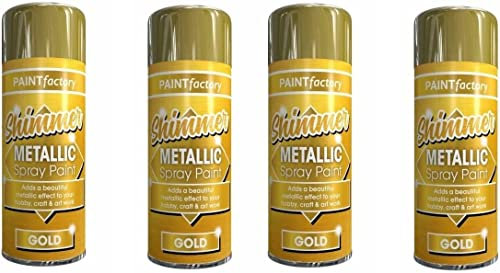 YSAMAX 4 x Metallic Gold Spray Paint 250 ML Multipurpose Use Spray for Metal, Wooden Furniture, Interior & Exterior Decoration