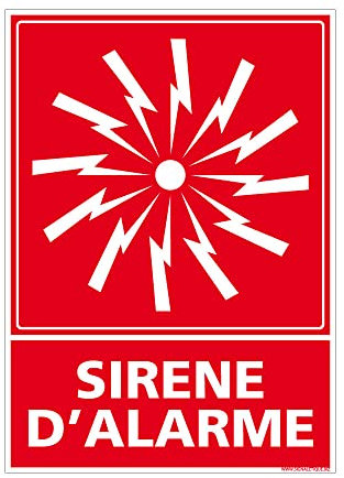 Signalétique.biz - Panneau Sirène d'Alarme Incendie - Signalisation Sécurité Incendie - 75 x 105 mm - Adhésif