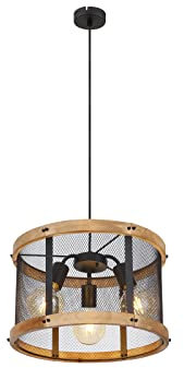 GLOBO LIGHTING Pendelleuchte JEANIE, Holz und Metall, 3-flammig Ø40cm