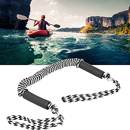 BORDSTRACT Bungee Dockline 4 Pieds, élastique de Corde d'amarrage Extensible, Corde élastique de Quai PE Corde Extensible d'amarrage de Bateau Marin(Ondulation Noire et Blanche)