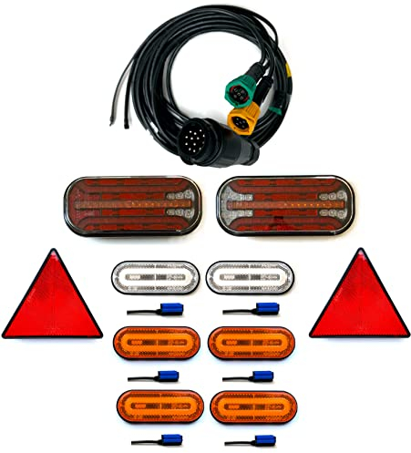 MelTruck® Anhängerbeleuchtung SET LED Rückleuchten Laufblinker 12V 24V 7,7m 13PIN Anhänger