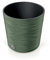 Round Wood And Grain Look Planter 30cm Low Flower Plant Pot Indoor Outdoor Garden Decor Contemporary Modern (Earth Green)