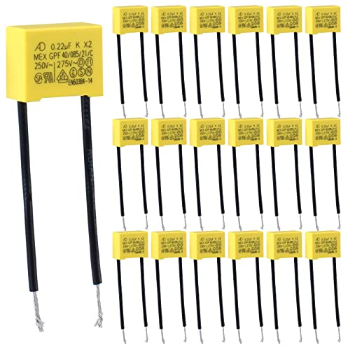 Vegena 20 Stück Entstörkondensator 0,22uF 275V X2 Radial für Blinker, Blinkende und Nicht Ausgehenden LED Lampen, Sicherheitskondensatoren Entstörer Kondensator