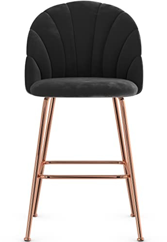 Crystal Rose Gold Bar Stool (Black Velvet)
