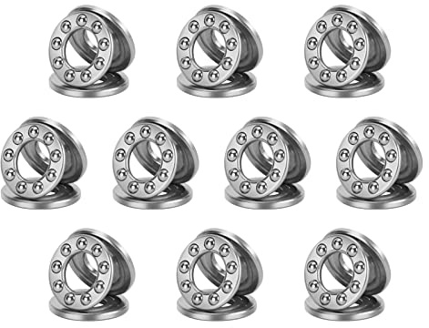 HiPicco Thrust Ball Bearings, 10pcs F7-17M Miniature Plane Axial Ball Bearing 3-in-1, 7mm x 17mm x 6mm Chrome Steel Single Direction