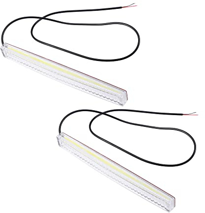 X AUTOHAUX LED Daytime Running Light Bar 6.9 Exterior Driving Light Strip | COB, White, 6000K, Car Truck Boat Underglow Lamp, Plastic, Clear Lens