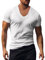 Caxndycing Camiseta interior para hombre con cuello de pico para hombre, camiseta básica de verano ajustada, camiseta deportiva y fitness, manga corta, camiseta funcional para hombres, Blanco, M
