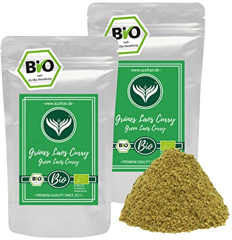 Azafran BIO Grünes Laos Curry, Currypulver südostasiatische Küche, Currymischung grün asiatisch 500g