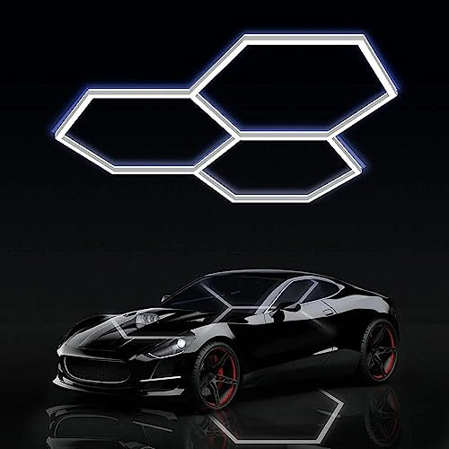 rivestiiltuogarage Éclairage LED nid d'abeille 3 hexagones moderne detailing bureau atelier bar barber shop hôtel bar garage hexagonal (168 x 168 cm)