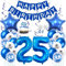 Daimay 25. Geburtstag Dekorationen Blau Geburtstagsdeko Mann Frauen Happy Birthday Banner Konfetti Luftballons Nummer Folienballons Stern Mylar Ballon Tortendeko für 25 Jahre Geburtstagsdeko