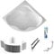 ECOLAM Baignoire d'angle symétrique SELMA 140 x 140 cm + support universel en polystyrène | pieds siphon et silicone | baignoire en acrylique blanc
