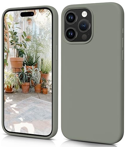HiiVeet Silicone Case Designed for iPhone 15 Pro Max Case,6.7 inch,Ultra Slim Shockproof Protective Liquid Silicone Phone Case with Soft Anti-Scratch Microfiber Lining,Copper Green