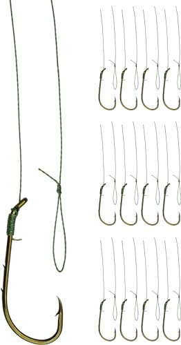 Storfisk fishing & more 12 x Gebundene Angelhaken Wurmhaken mit 50 cm geflochtener Schnur, Größe:6
