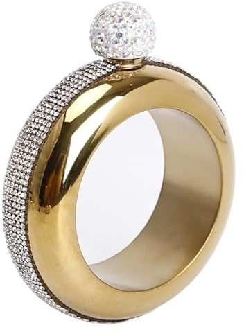 HEPYLAIFU Bracelet Flasque Portable Flacons à Bracelet Cristal Acier Inoxydable for Femmes avec Couvercle Strass, Entonnoir for fête Portable (Color : C, Size : 3.5OZ)