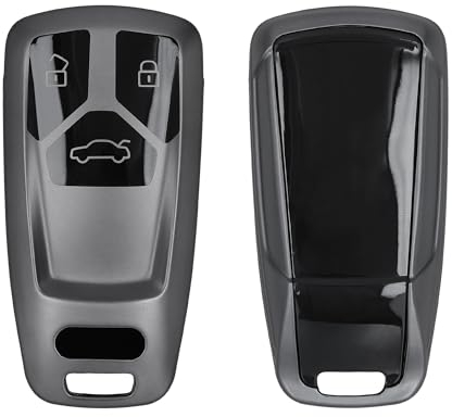 kwmobile Boitier Clef Voiture Compatible avec Audi Smartkey (Keyless Go Uniquement) 3-Bouton - Coque en Silicone de Clef de Voiture - Étui de Protection Noir Mat-Noir