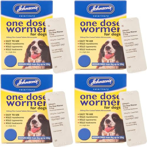 Johnsons Easy One Dose Worming Tablets for Dogs - Size 2 for Medium Dogs (4 Pack)