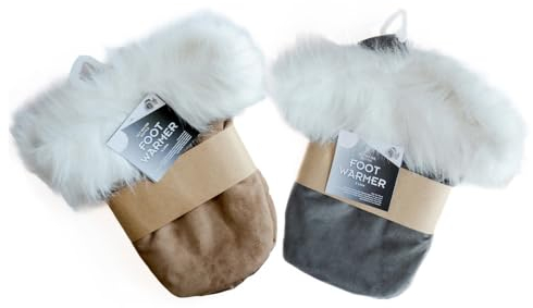 Foot Warmer with 2L Hot Water Bottle included inside the Zip Insert, Thick Fur & Suede Fabric Material, one size, Ideal for Sitting down at a desk/sofa & keeping your feet warm (FOOT WARMER)