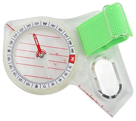 Orientierungskompass mit Leuchtspitze, Sichtkartenkompass Daumenkompass für Abenteuer, Camping, Wandern, Rucksacktourismus