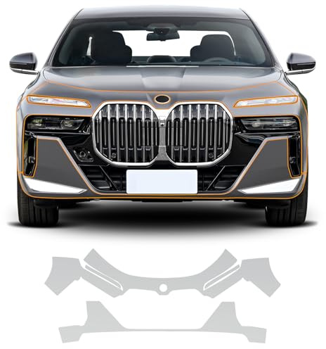 FDAIUN PPF Lackschutzfolie für BMW 7er G70 i7 2023 2024 8.5mil TPU Vorgeschnittene Selbstklebende Lackschutzfolie Transparent Zubehör (Frontbügel+Scheinwerfer 4Stück)
