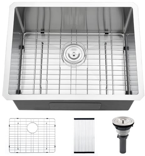 Edelstahl-Waschtisch-Unterbau-VASOYO 23 x 18 x 13 Unterbauspüle Edelstahl 16 Gauge Einzelbecken Tiefe Waschküche Waschbecken unter Montage