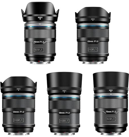 SIRUI Sniper Autofocus Objectifs Kit, 16mm, 23mm, 33mm, 56mm, 75mm F1.2 Grand Angle APS-C pour A5, A6, FX30, ZV-E10 (Monture E, Noir)