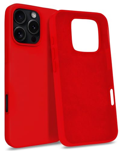MyGadget Custodia compatibile con iPhone 16 Pro - Hardcase con Strato Microfibra & Cover Silicone Resistente - Protezione Antigraffio & Antiurto - Rosso