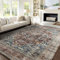 PONY DANCE Waschbarer Teppich Wohnzimmer 160x230 cm Dünne und Flauschige Kurzflor Teppiche Vintage für Schlafzimmer/Esszimmer/Büro, Feuerrote Harmonie