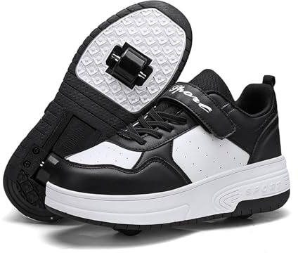 Skridsko Schuhe mit Rollen für Jungen & Mädchen, Outdoor Turnschuhe mit Rollen für Kinder, 2-in-1 Rollschuhe Schuhe mit 2 Rollen für Ostern Geburtstag Weihnachten