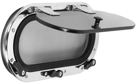 Boat Yacht Oval Opening Portlight Porthole, 14 X 6in, Tempered Glass, 0 to 180 Degree, Replacement Window Port Hole, Marine, Boat, RV Portlight Hatch, Color: White, Black
