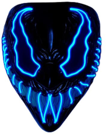 W WIDMANN MILANO Party Fashion - LED Maske Monster, leuchtendes Gesicht, gruselige Grimasse, Dämon, Halloween