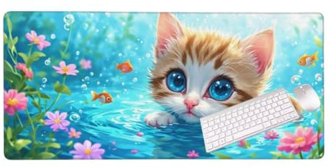 Gaming Mauspad Cat Lake Mauspad, Mousepad XXL 900x300 mm, Mauspad Gaming Zubehör mit Anti Rutsch Basis Mouse Pad Wasserdicht und Langlebig Gaming Zubehör für Home Office Zimmer Deko S-8794