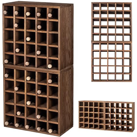 KADAX Scaffale per vino in legno, 52 x 25,5 x 104 cm, impilabile, scaffale per bottiglie di vino naturale, rustico, salvaspazio, made in EU, facile da montare